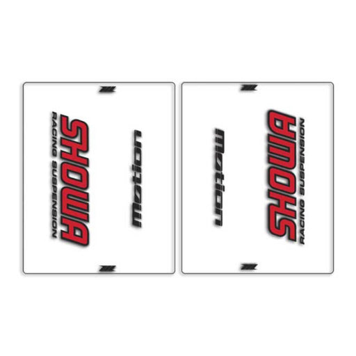 DRC Motion Front Fork Outer Decals - Showa (Clear / Red / Black)