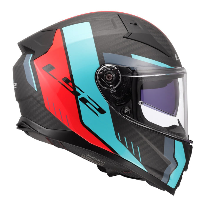 LS2 FF811 Vector II Carbon Grid Helmet - Red / Cyan