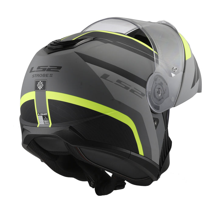 LS2 FF908 Strobe II Monza Flip Front Helmets - Matte Black / Hi-Vis Yellow 06