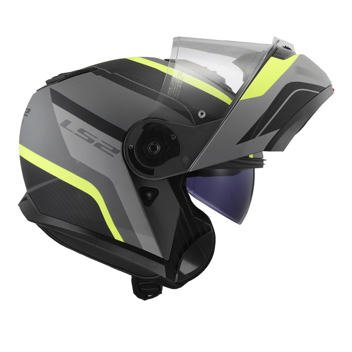 LS2 FF908 Strobe II Monza Flip Front Helmets - Matte Black / Hi-Vis Yellow 06