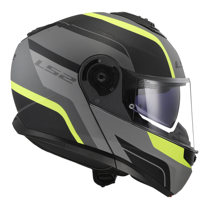 LS2 FF908 Strobe II Monza Flip Front Helmets - Matte Black / Hi-Vis Yellow 06