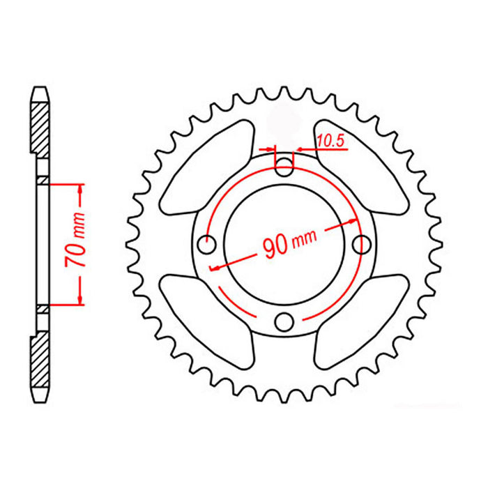 Sprocket Kit Honda CT110 - Single ratio/70mm Cntr-428KRO 15/45