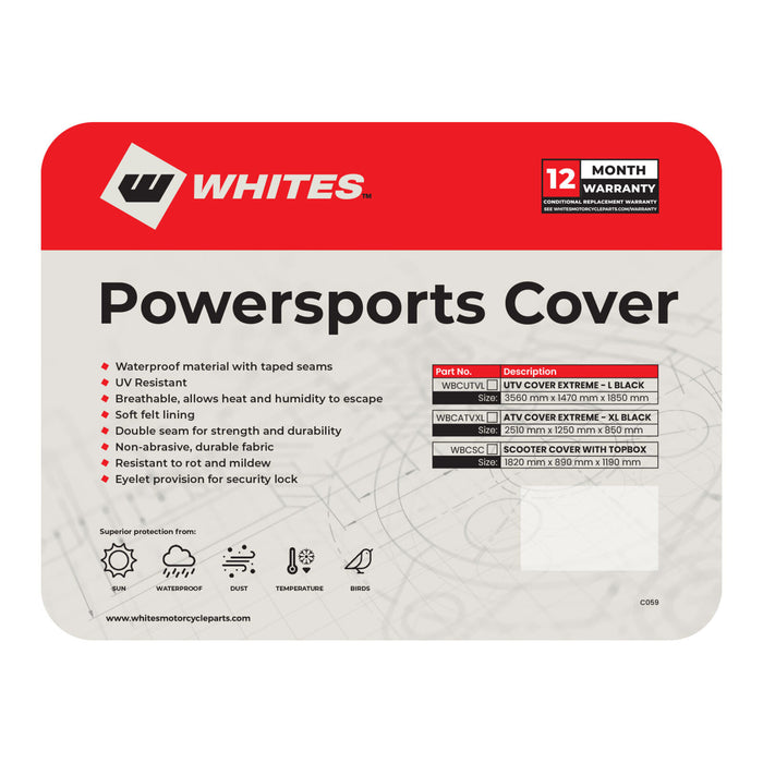 Whites Premium Bike Cover - XL ATV - Black
