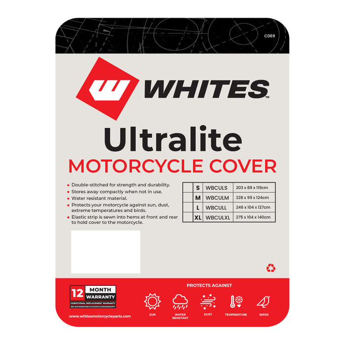 Whites Motorcycle Cover - Ultralite (XL / 275 x 104 x 140cm)