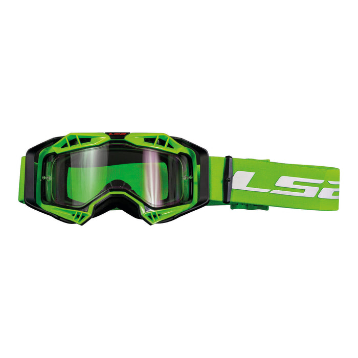 LS2 AURA GOGGLE HV GREEN WITH CLEAR LENS