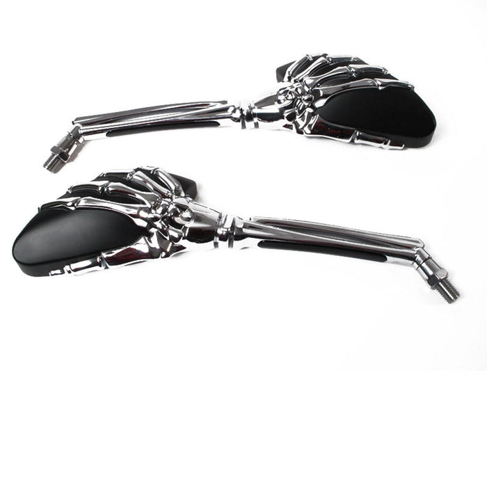 WHITES MIRROR UNI SKELETON HAND CHR/BLK 10mm (Pr)