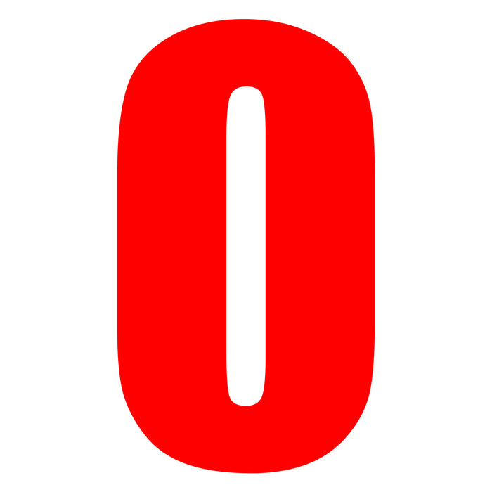 Whites Race Number - Red #0 (10 Pack)