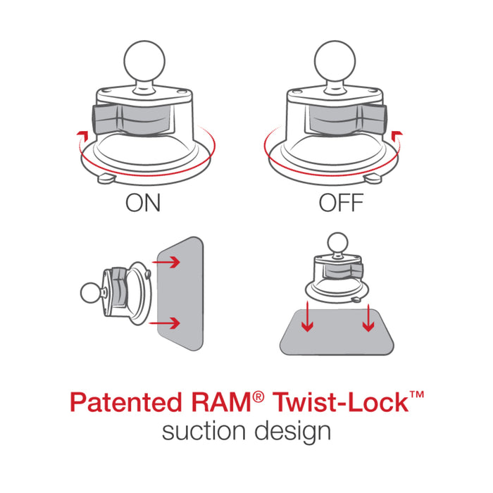 RAM TWIST-LOCK SUCTION CUP BASE WITH BALL