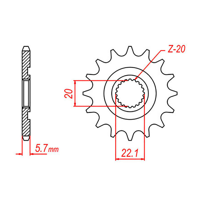 MTX 1590 Steel Front Sprocket #520