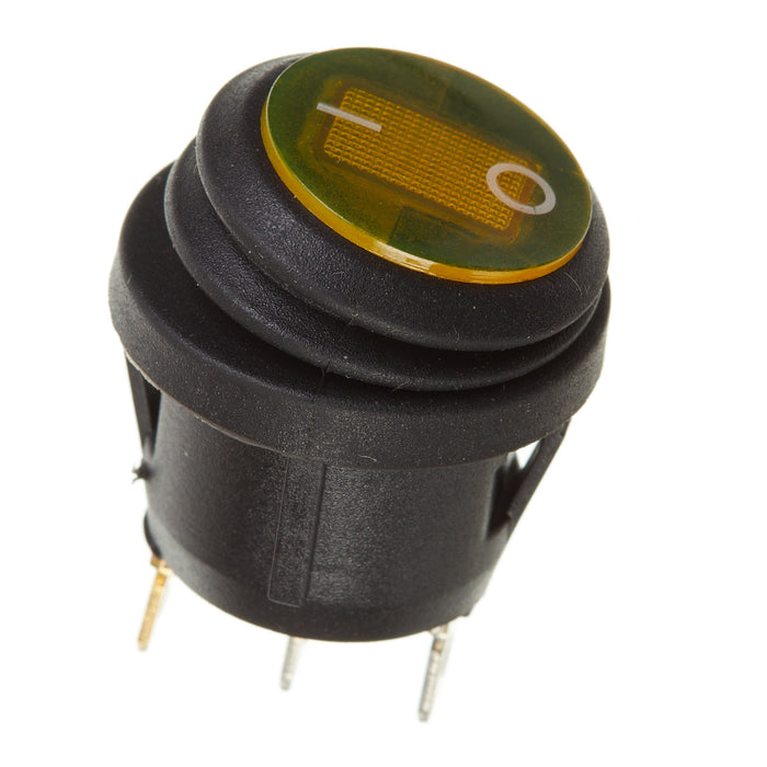 WHITES 12V ROCKER SWITCH ON-OFF YEL WATERPROOF ROUND